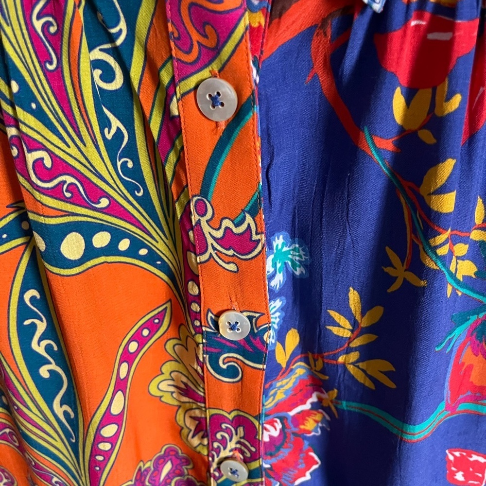 Soft Surroundings Hermosa Tunic Button Up Colorful Embroidered Floral Shirt Sz S - Picture 3 of 13